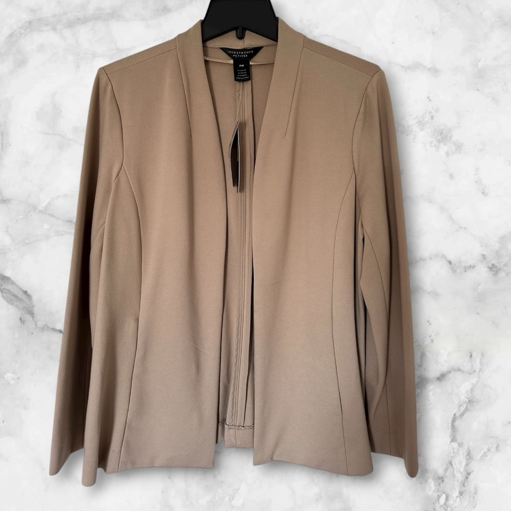 Investments Petites Blazer Bundle PM Sage Green & Tan Open Front Jackets, NWT